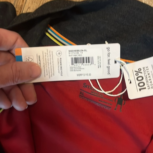 Smartwool Classic Thermal 1/4 zip Rhythmic Red Men’s XL NWT - Picture 2 of 6